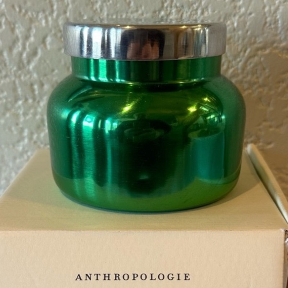 Anthropologie Green Metallic Volcano Candle